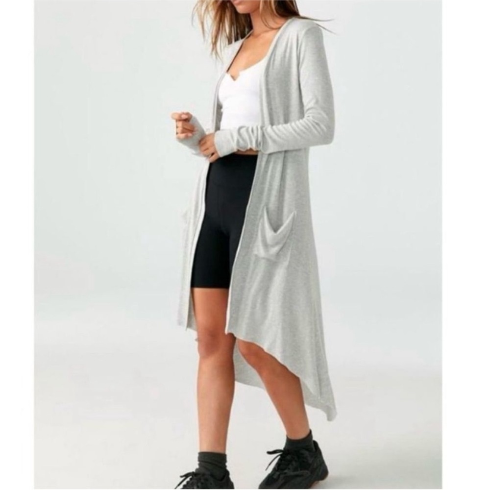 Women's Gray Long Cardigan Sweater
